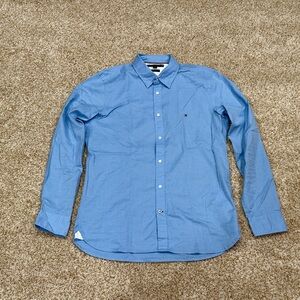 Tommy Hilfiger - Men’s Blue Long Sleeve Slim Fit Button Down Shirt (Size: M)